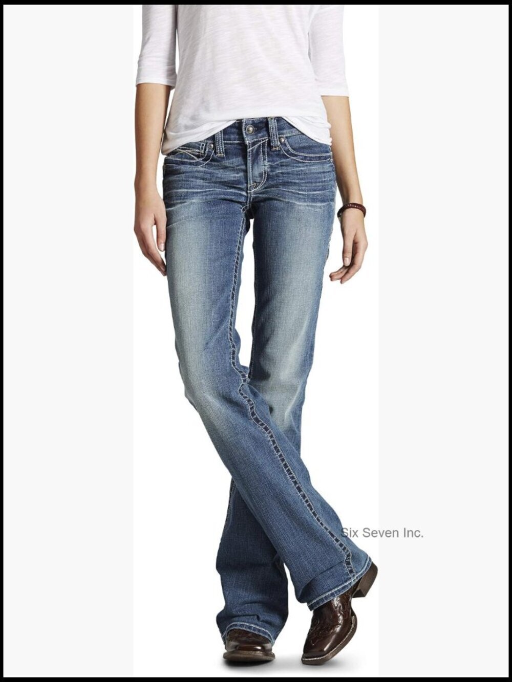 Mid Rise Boot Cut Jeans with Performance Stretch Denim